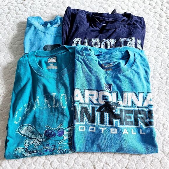 North Carolina tee shirt t-shirt bundle large Charlotte Hornets Panthers Tarheel - Picture 1 of 5